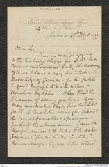 Nachlass Franz Steindachner, Brief von E. Higgins an Franz Steindachner (28.12.1877), Inv.Nr. 222.03, Seite 1